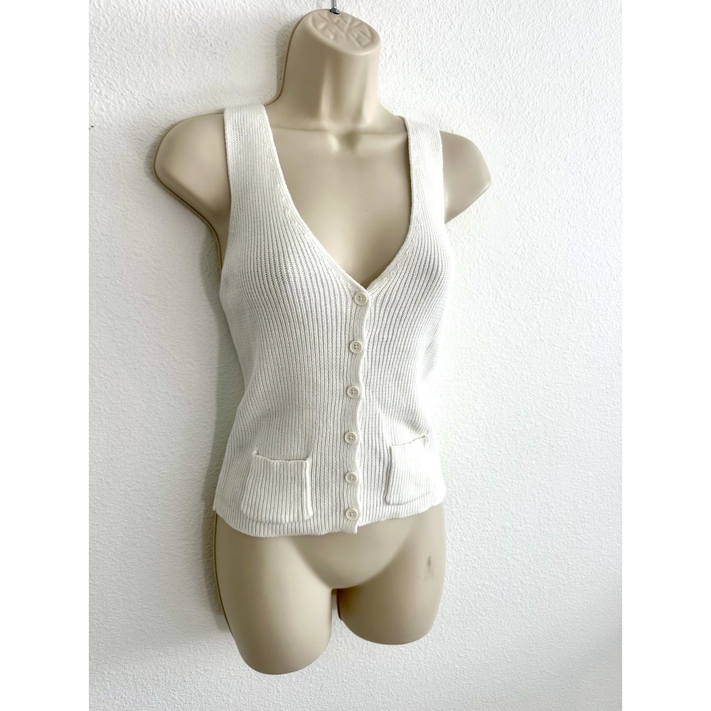 Brandy Melville Top Elizabeth Knit Sweater Vest Ivory Womens‎ Small Button Front - Picture 4 of 8
